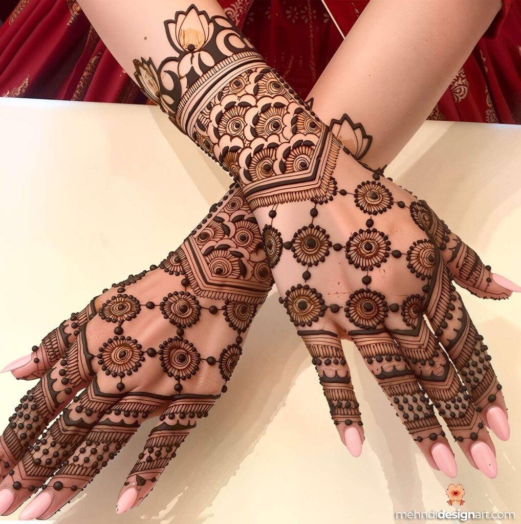 60+ Modern Full Hand Mehndi Design for a Trendy Look 16