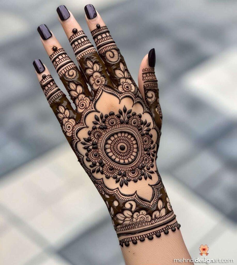 60+ Modern Full Hand Mehndi Design for a Trendy Look 25