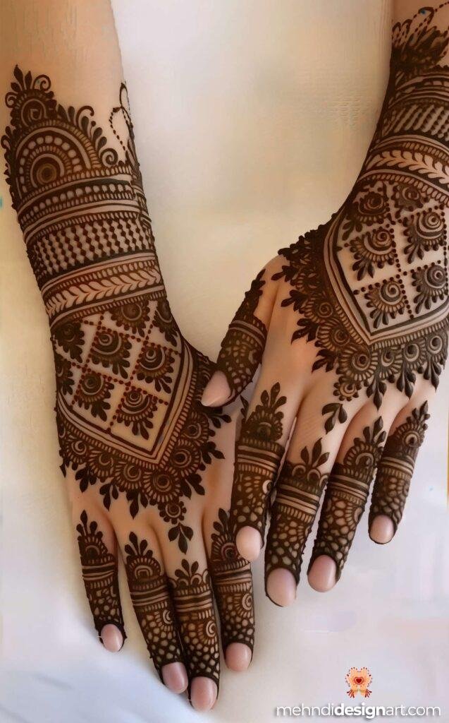 60+ Modern Full Hand Mehndi Design for a Trendy Look 26