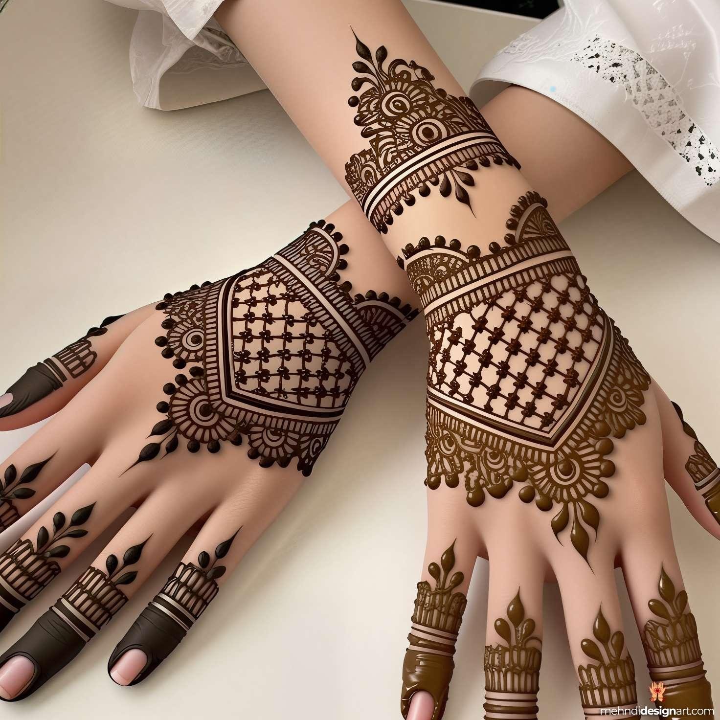 60+ Modern Full Hand Mehndi Design for a Trendy Look 5