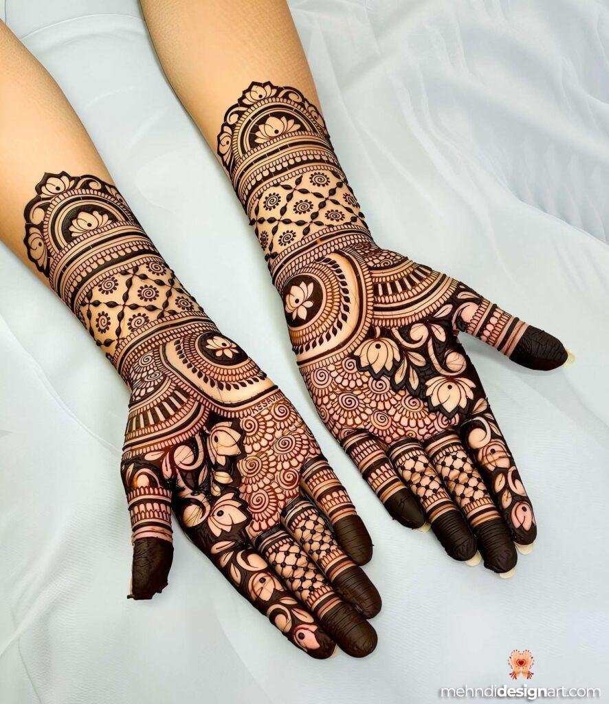 60+ Modern Full Hand Mehndi Design for a Trendy Look 32
