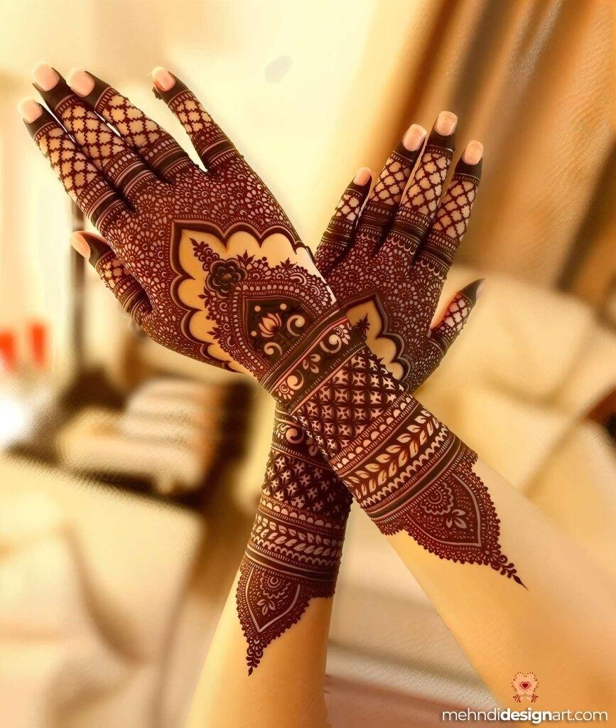 60+ Modern Full Hand Mehndi Design for a Trendy Look 40