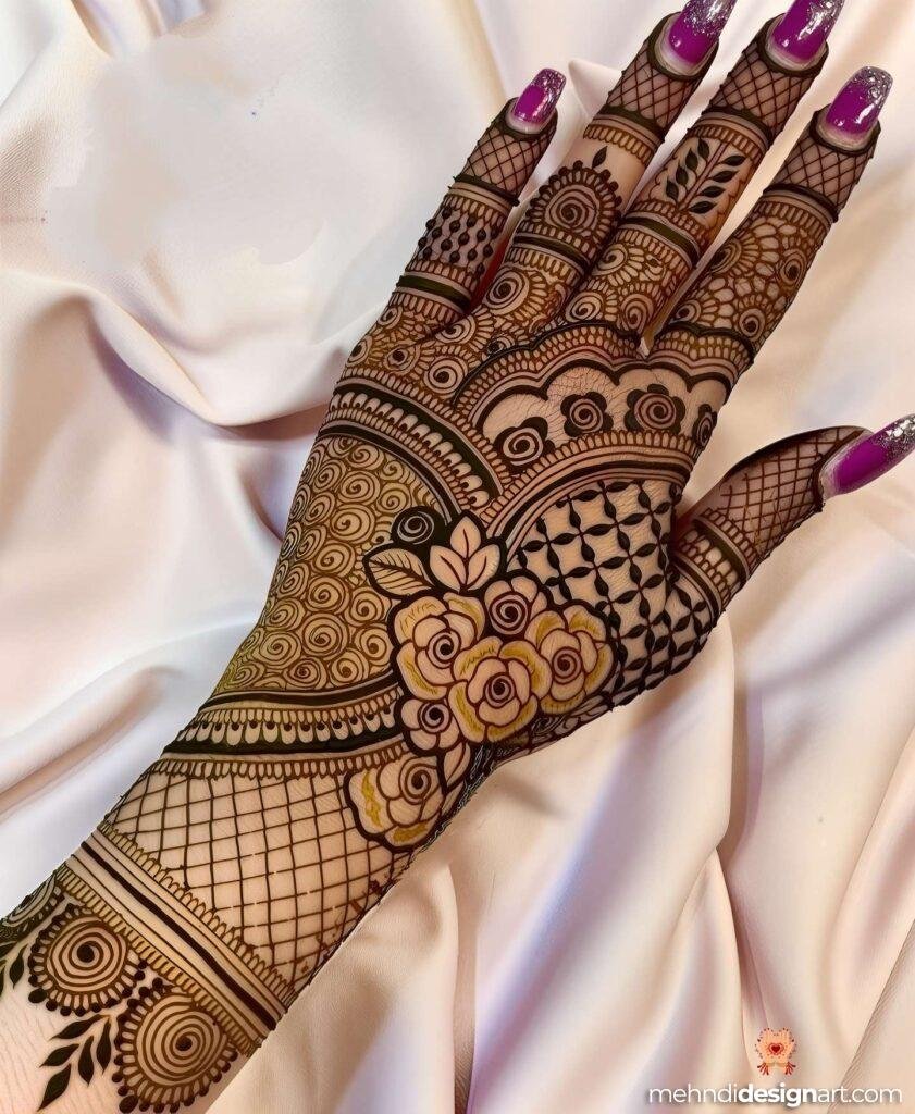 60+ Modern Full Hand Mehndi Design for a Trendy Look 42