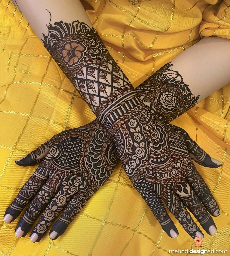 60+ Modern Full Hand Mehndi Design for a Trendy Look 45