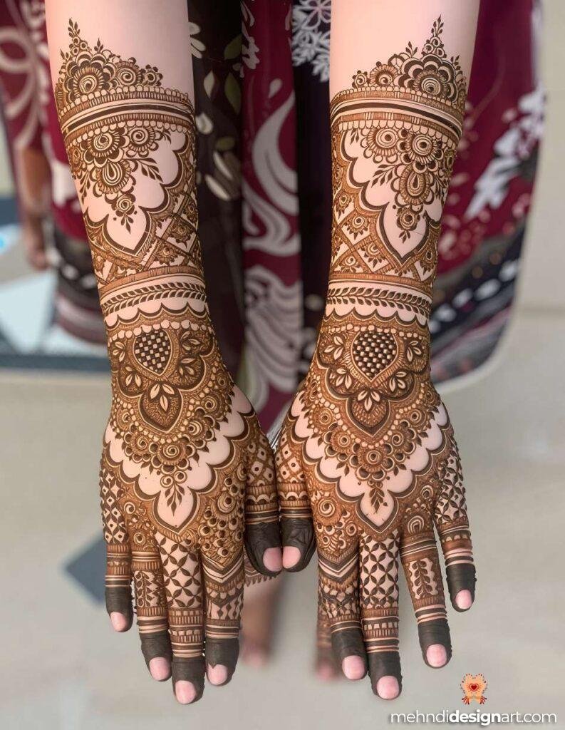 60+ Modern Full Hand Mehndi Design for a Trendy Look 47