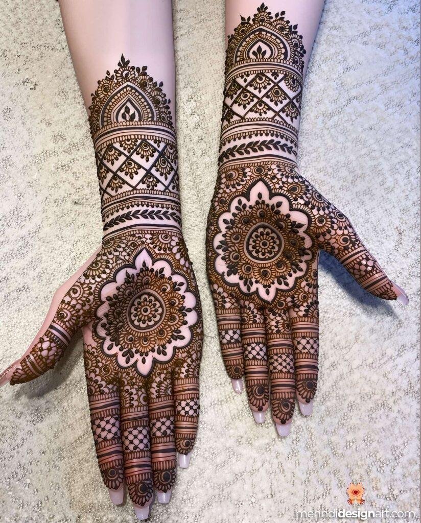 60+ Modern Full Hand Mehndi Design for a Trendy Look 48
