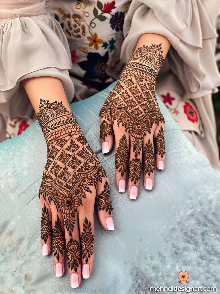 60+ Modern Full Hand Mehndi Design for a Trendy Look 50
