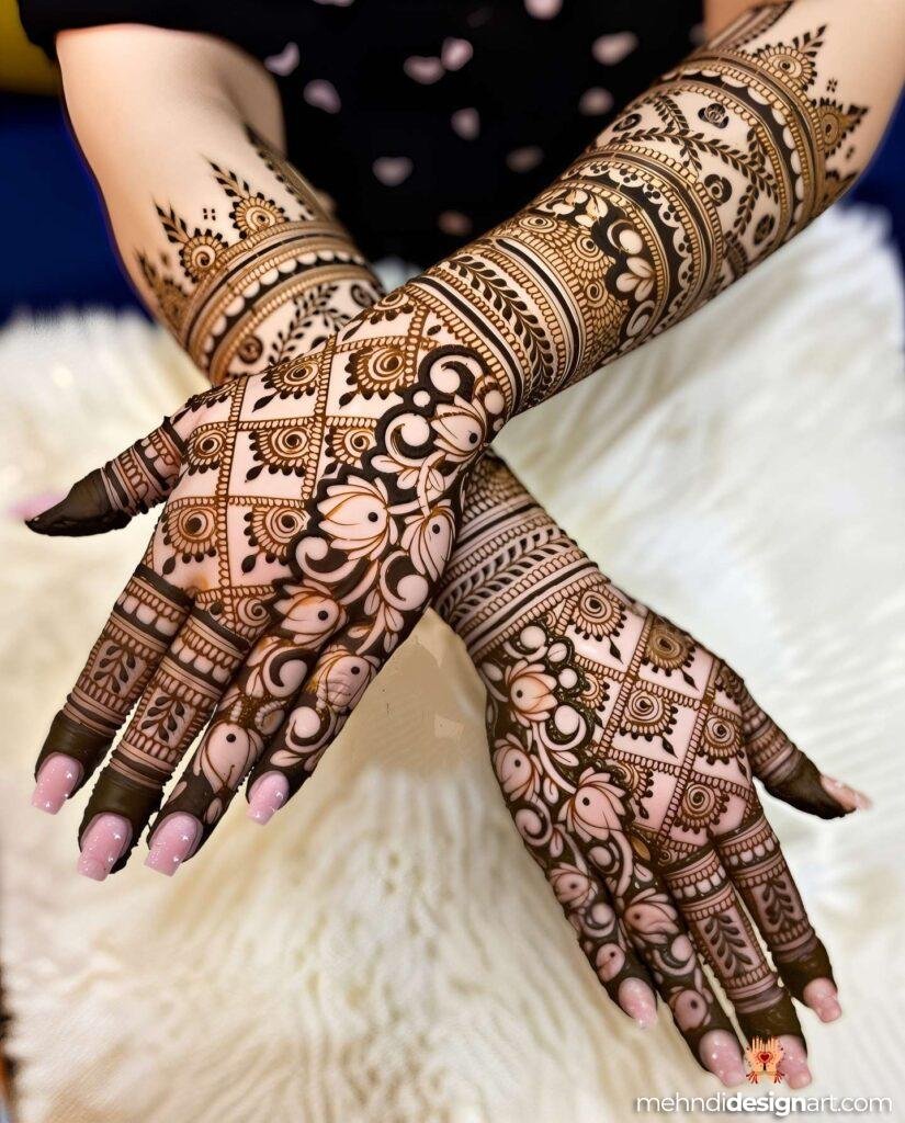 60+ Modern Full Hand Mehndi Design for a Trendy Look 52