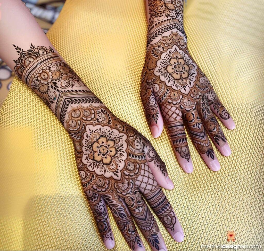 60+ Modern Full Hand Mehndi Design for a Trendy Look 56