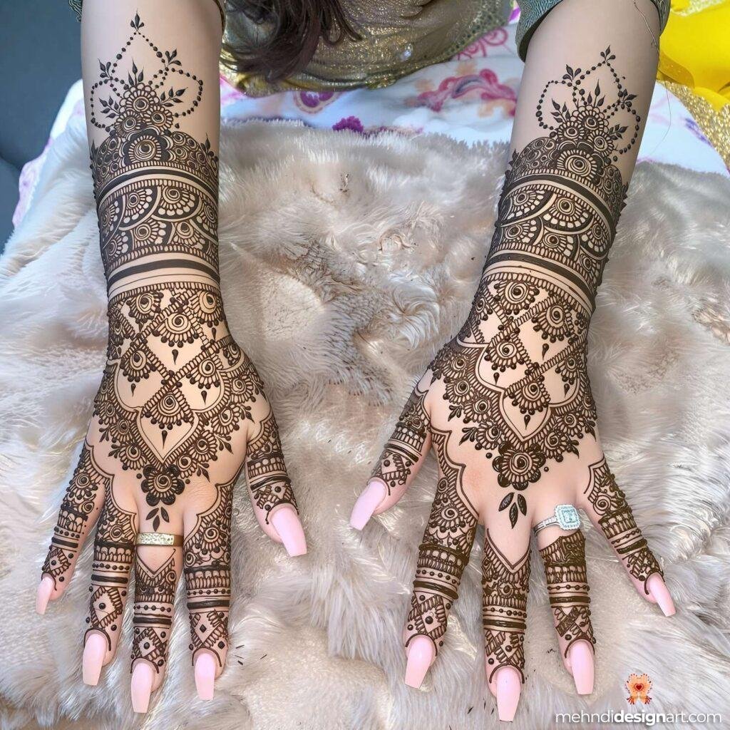 60+ Modern Full Hand Mehndi Design for a Trendy Look 57
