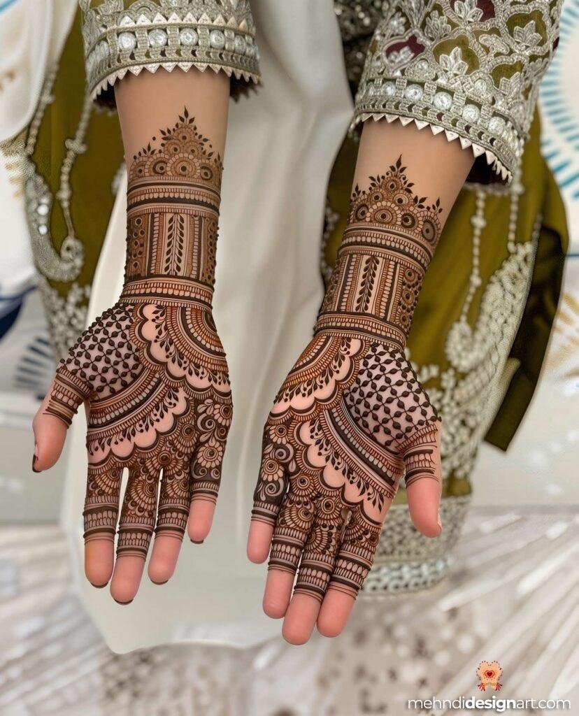 60+ Modern Full Hand Mehndi Design for a Trendy Look 58
