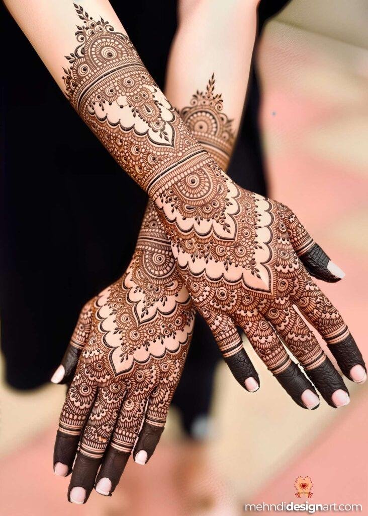 60+ Modern Full Hand Mehndi Design for a Trendy Look 64
