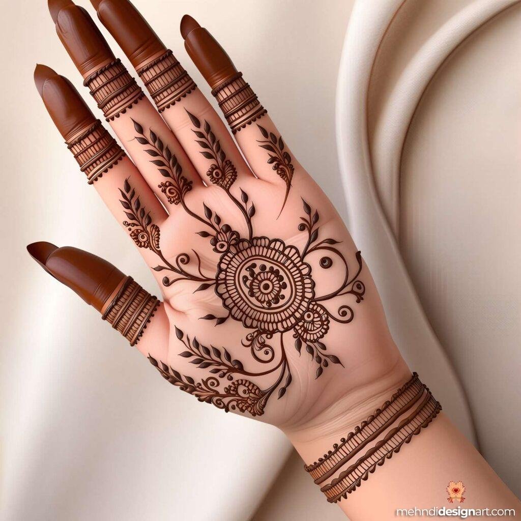 60+ Modern Full Hand Mehndi Design for a Trendy Look 9