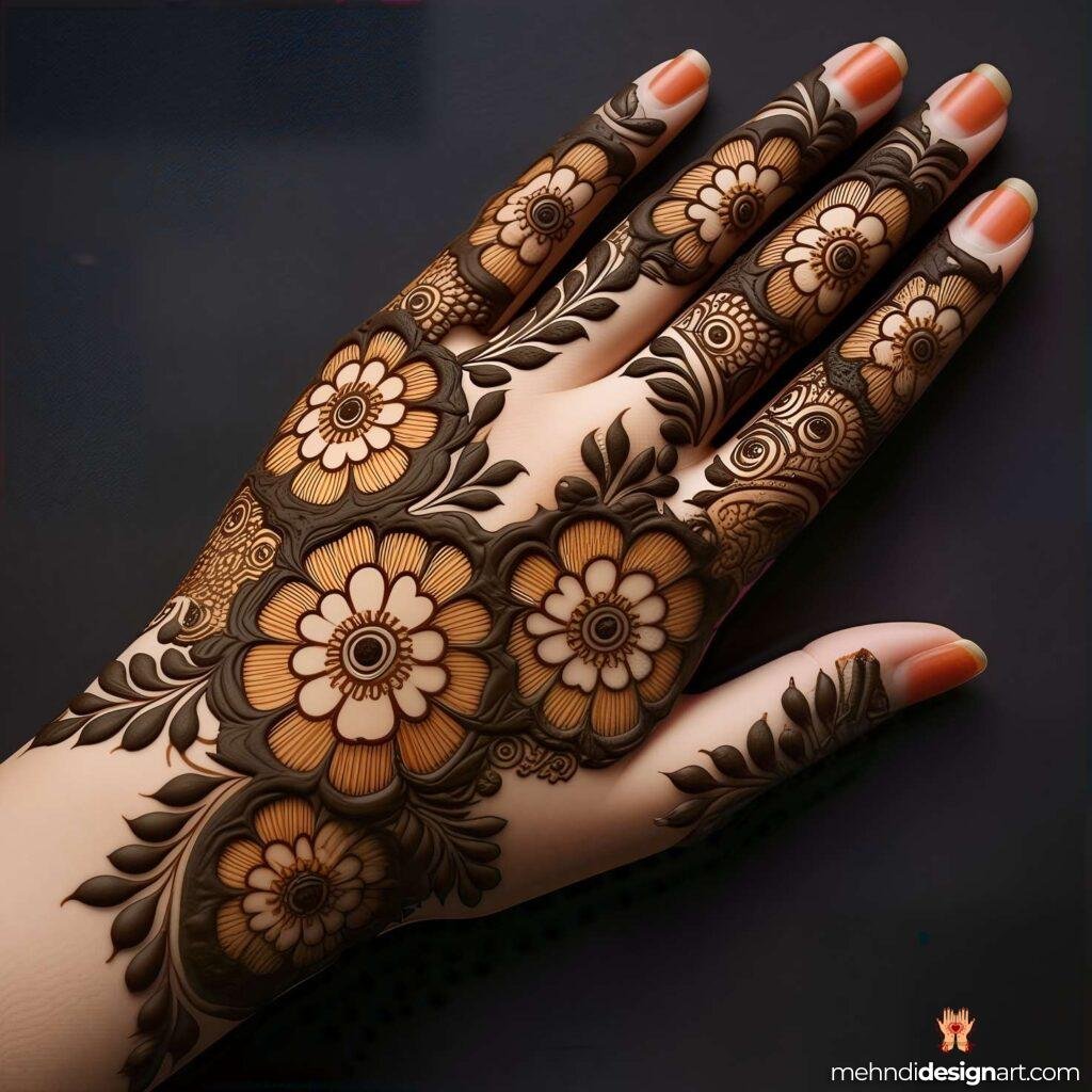 20+ Back Hand Simple Mehndi Design for an Elegant Look 13