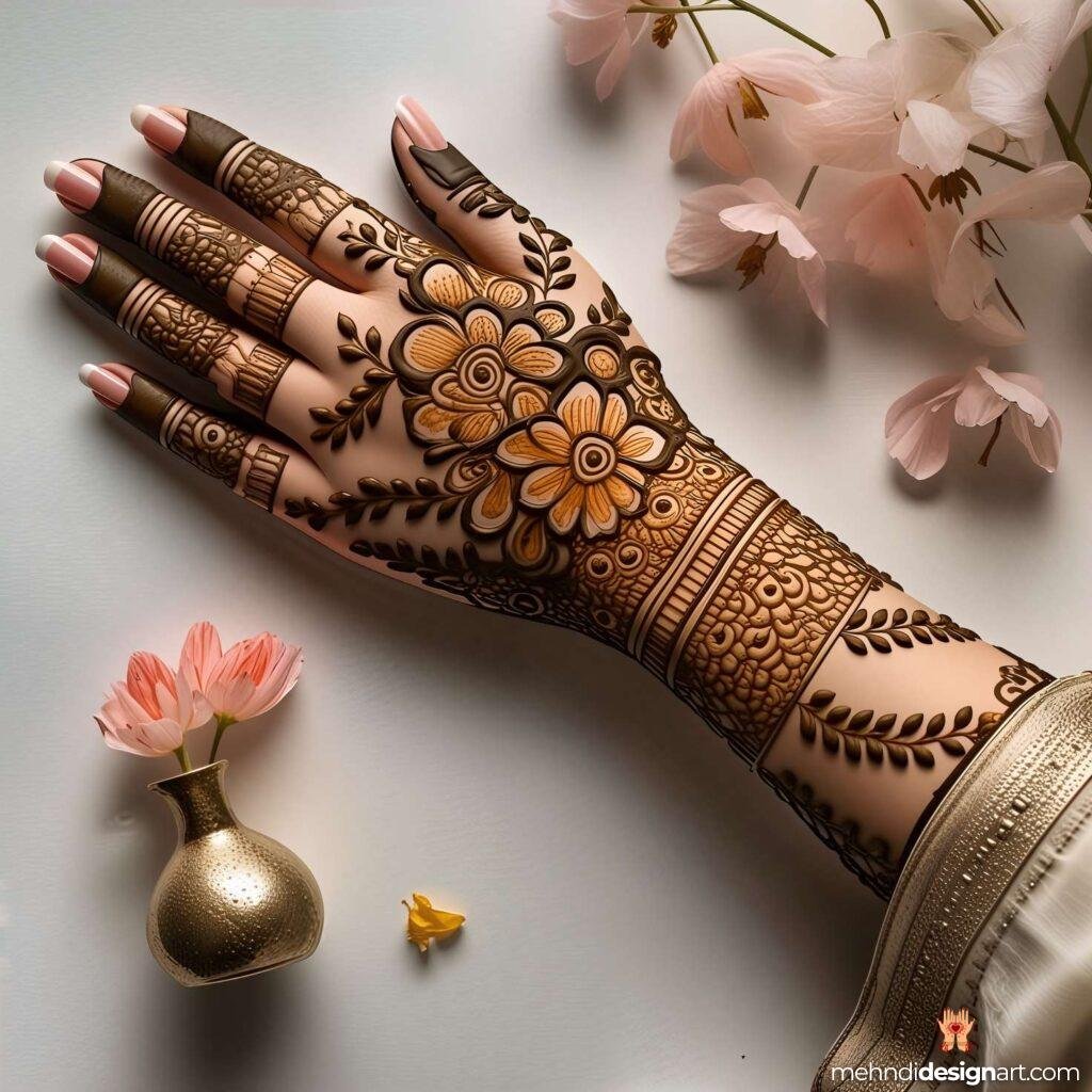 20+ Back Hand Simple Mehndi Design for an Elegant Look 14