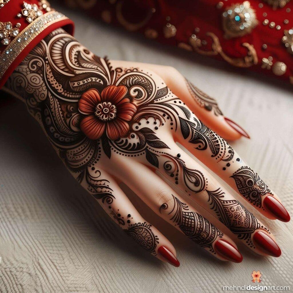 30+ Stunning Flower Stylish Back Hand Mehndi Design for Every Occasion 31