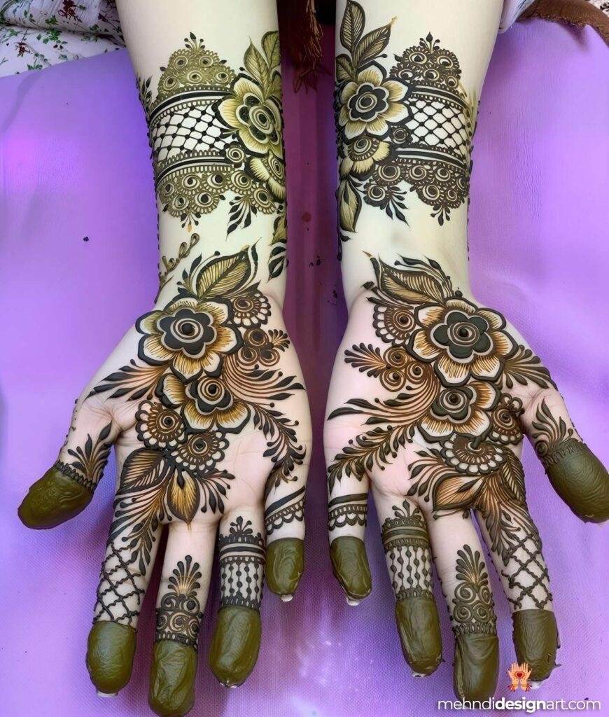 30+ Stunning Flower Stylish Back Hand Mehndi Design for Every Occasion 15