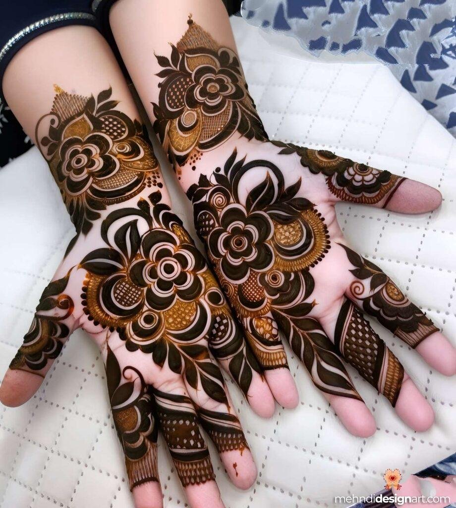 30+ Stunning Flower Stylish Back Hand Mehndi Design for Every Occasion 16