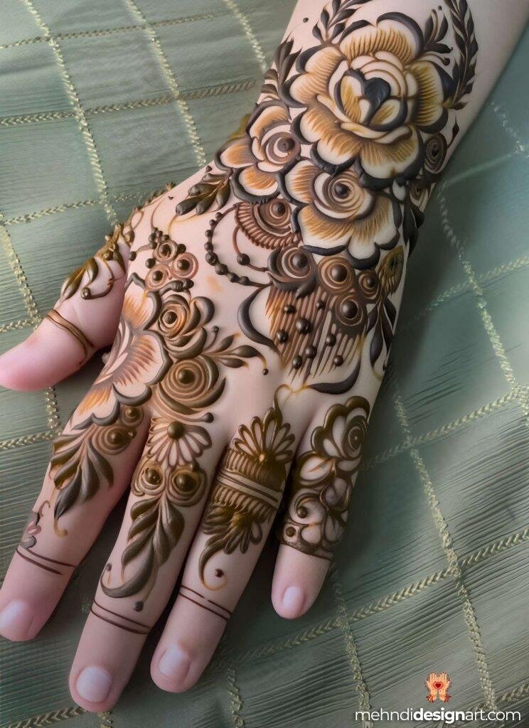 30+ Stunning Flower Stylish Back Hand Mehndi Design for Every Occasion 19