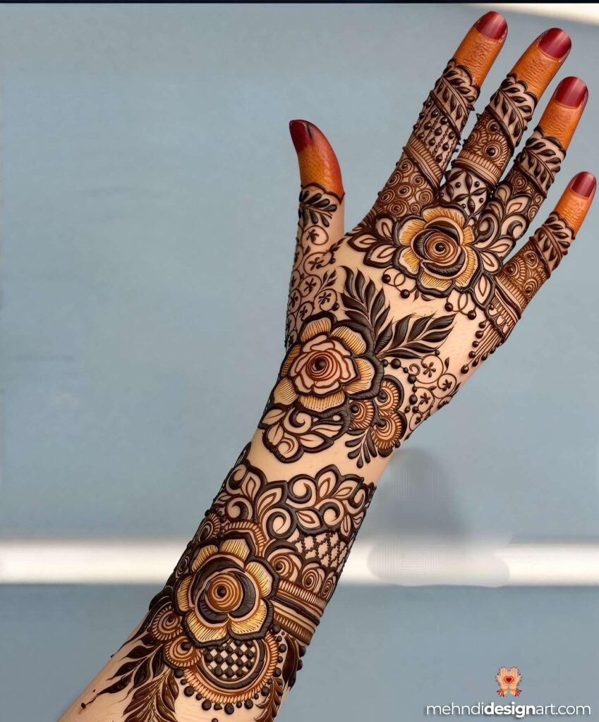 30+ Stunning Flower Stylish Back Hand Mehndi Design for Every Occasion 21