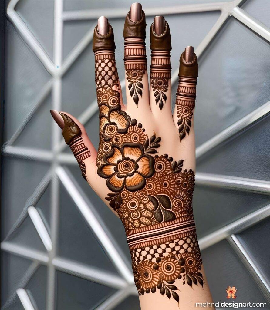 30+ Stunning Flower Stylish Back Hand Mehndi Design for Every Occasion 23