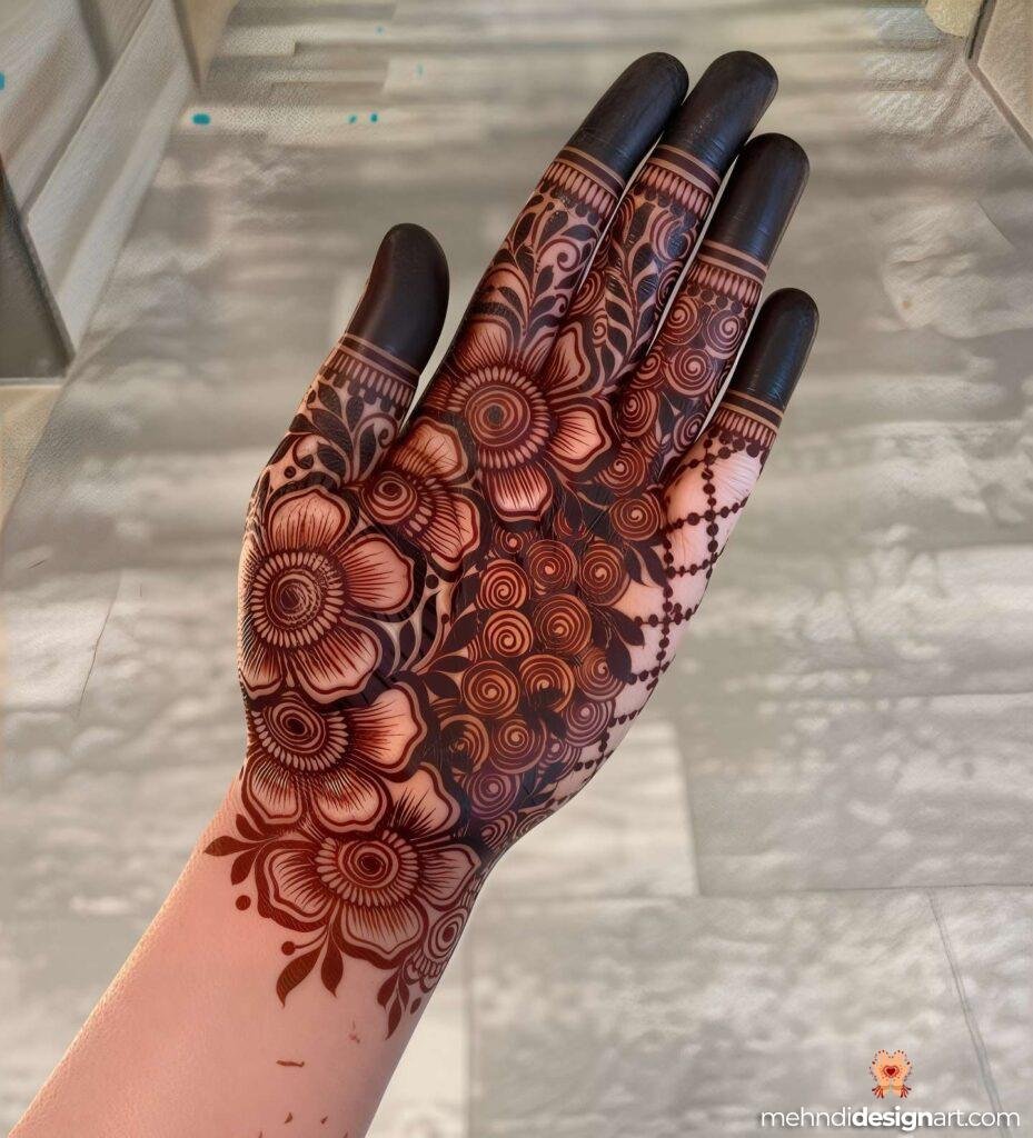30+ Stunning Flower Stylish Back Hand Mehndi Design for Every Occasion 25