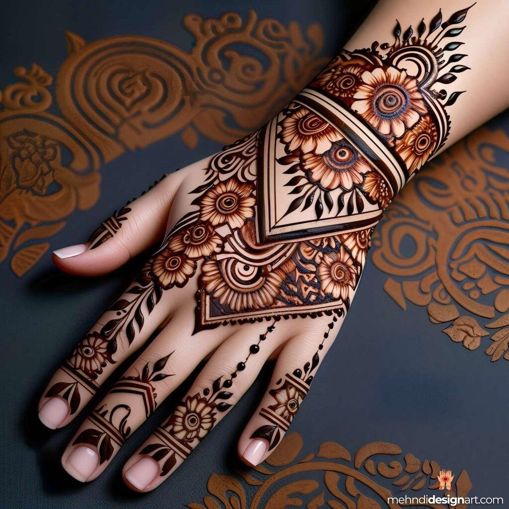 30+ Stunning Flower Stylish Back Hand Mehndi Design for Every Occasion 26