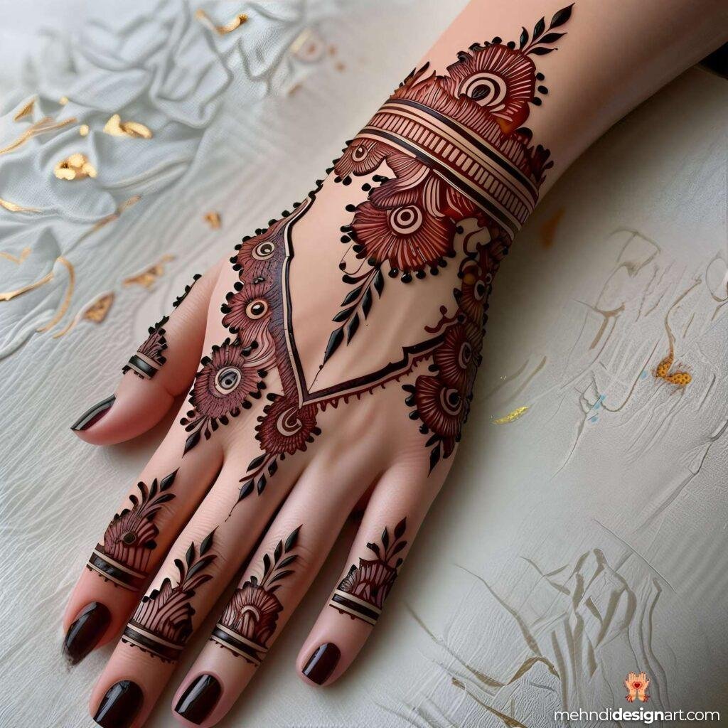 30+ Stunning Flower Stylish Back Hand Mehndi Design for Every Occasion 30