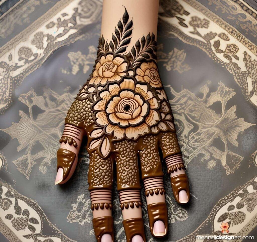 30+ Stunning Flower Stylish Back Hand Mehndi Design for Every Occasion 5