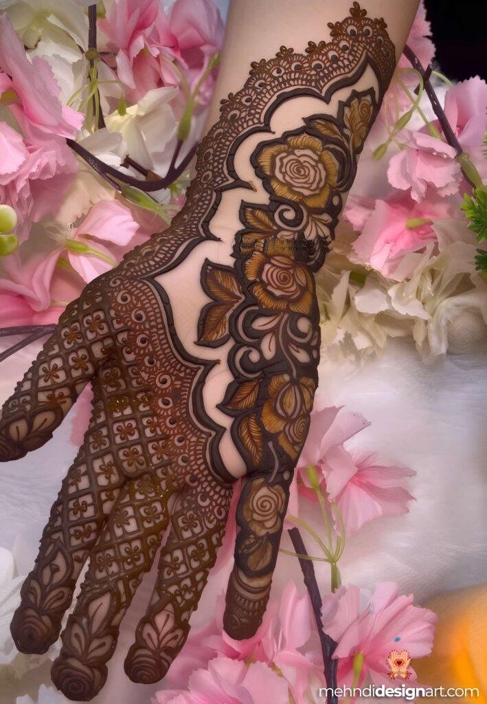 30+ Stunning Flower Stylish Back Hand Mehndi Design for Every Occasion 6