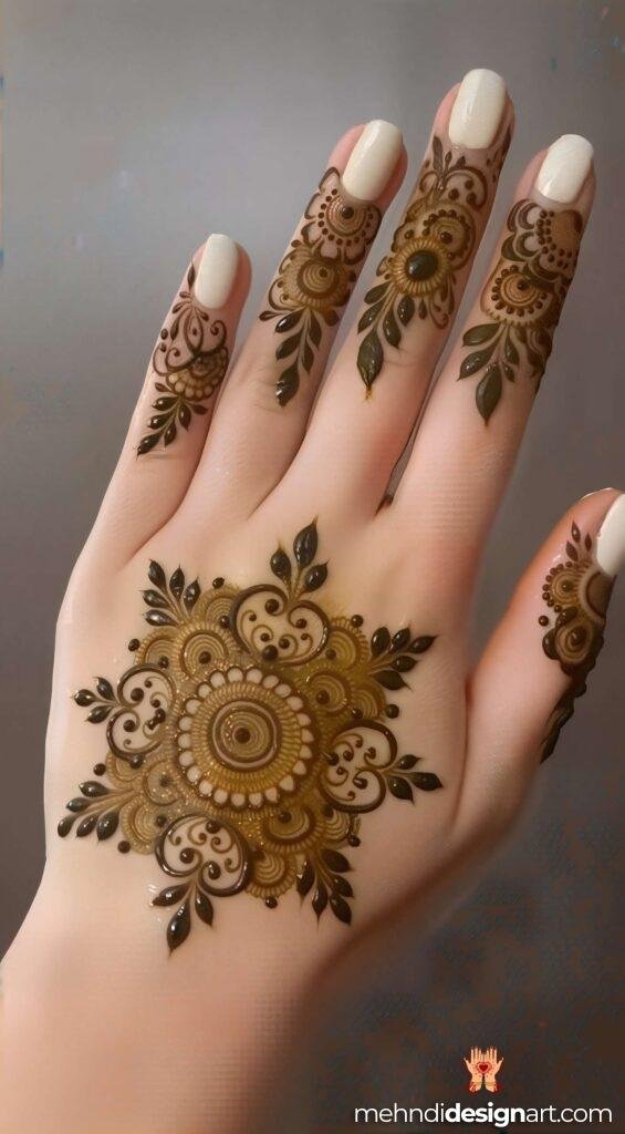 30+ Stunning Flower Stylish Back Hand Mehndi Design for Every Occasion 8