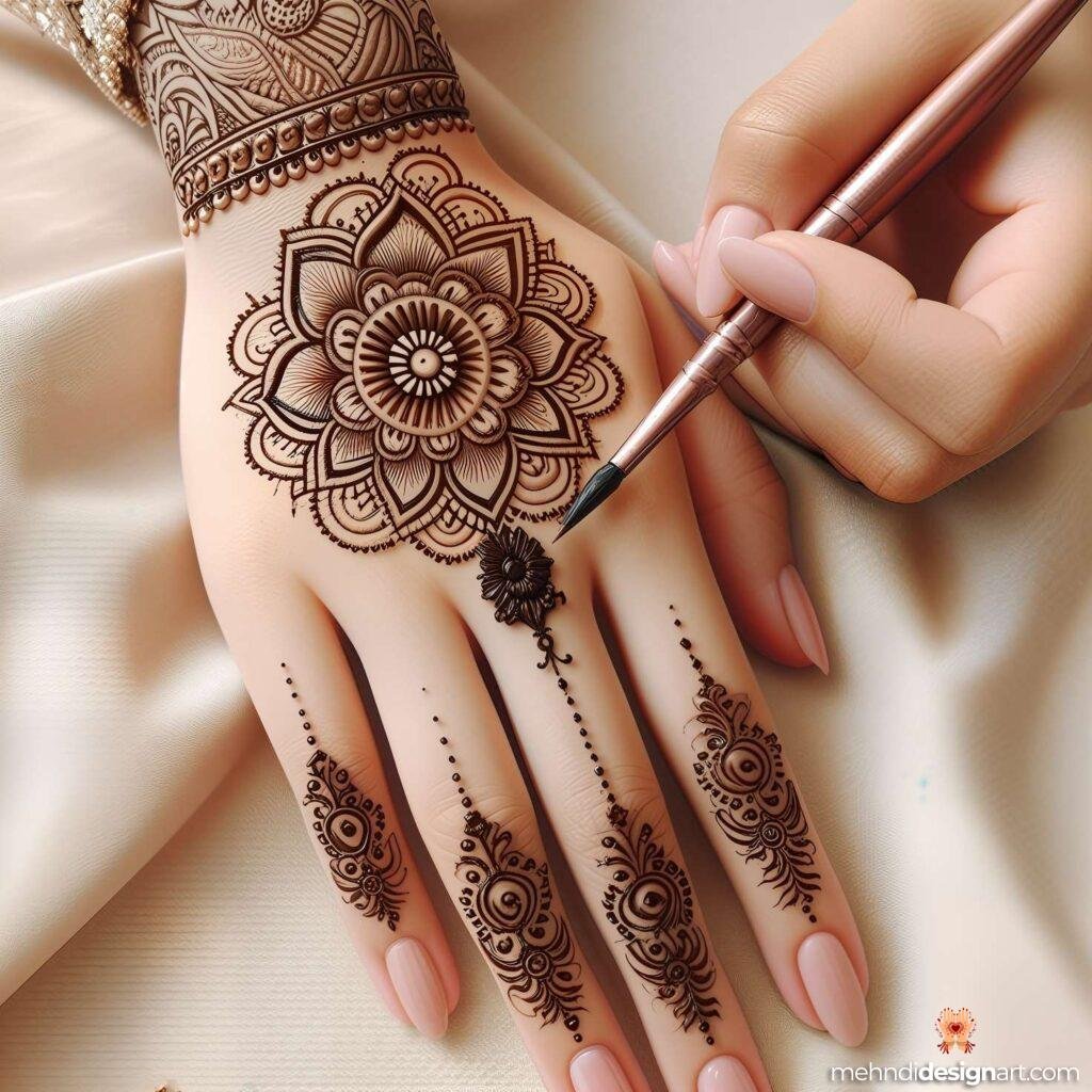 30+ Stunning Flower Stylish Back Hand Mehndi Design for Every Occasion 33